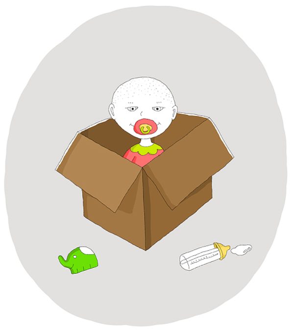 Baby in a box illustration - Ruth Silbermayr expected